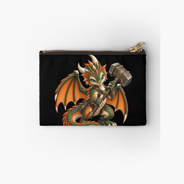 Item preview, Cute Green Dragon Warrior with War Hammer Fantasy RPG Art designed and sold by Hatchling Hollow.