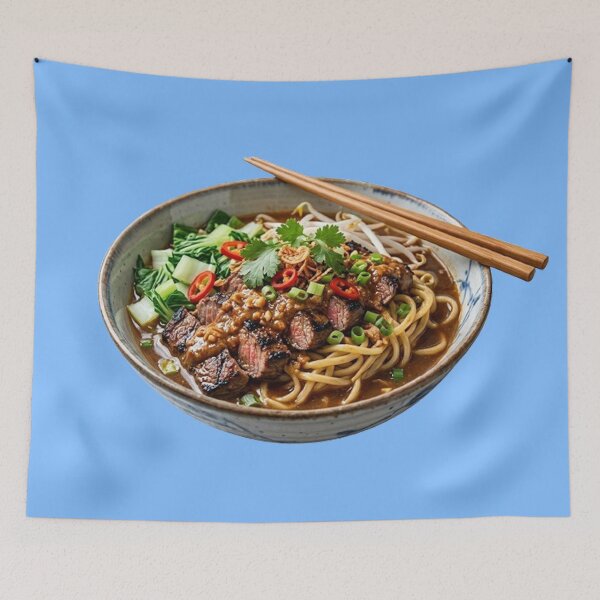 Item preview, Delicious Grilled Beef Asian Noodle Soup designed and sold by PetalsPaws.
