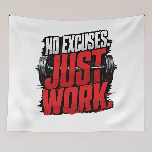 Item preview, No Excuses Just Work Fitness Motivation T-Shirt designed and sold by AJGHOUGHART.