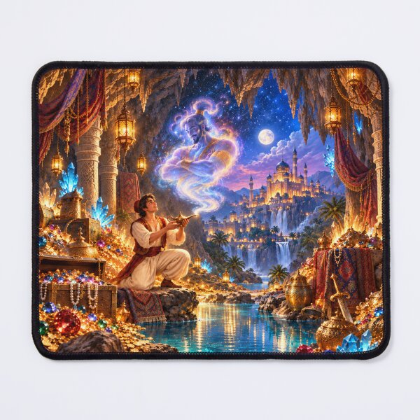 Item preview, Aladdin with the magic lamp in the evening palace designed and sold by _ARLUNA_.