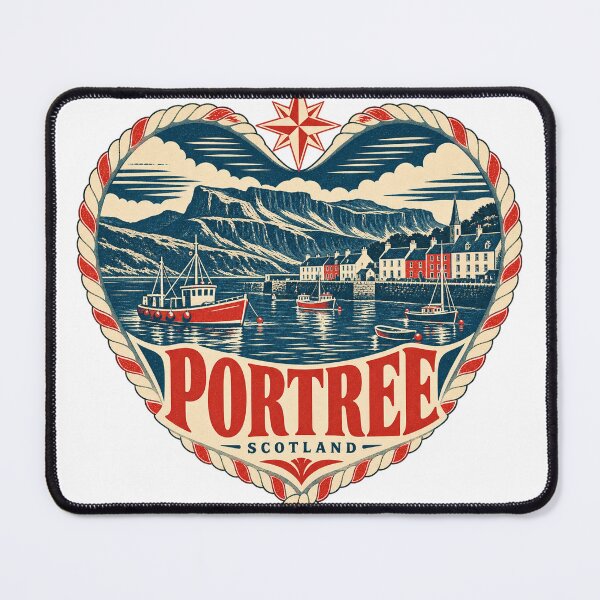 Item preview, Portree Scotland Travel Souvenir Nautical Woodcut Heart designed and sold by VisualArtsOasis.