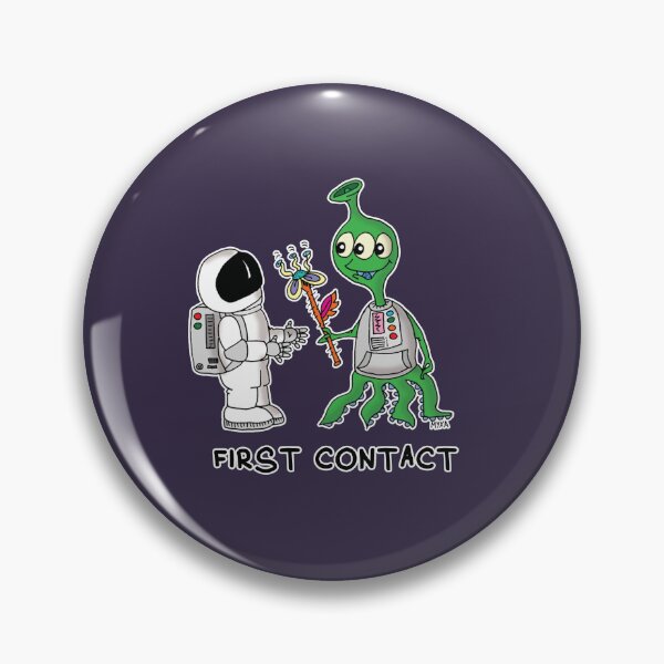 Item preview, First Contact Sticker | Funny Alien Astronaut Space Meme designed and sold by MyxaART.