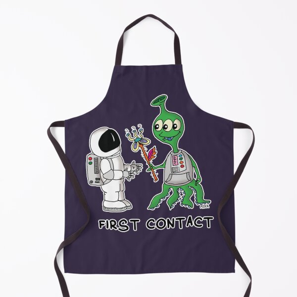 Item preview, First Contact Sticker | Funny Alien Astronaut Space Meme designed and sold by MyxaART.
