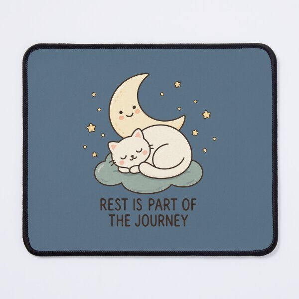 Item preview, Rest Is Part of the Journey | Cute Moon & Cat Cozy Art designed and sold by MrDev.