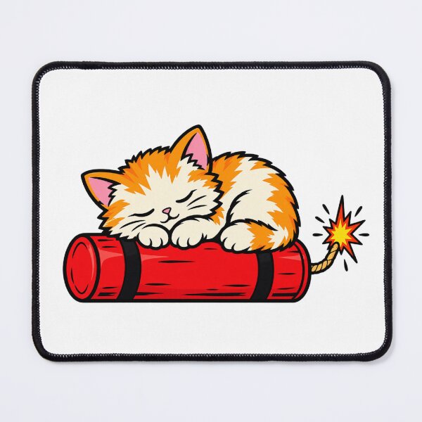 Item preview, Cute Kitten Sleeping on Dynamite - Deadly But Cute Cat Sticker designed and sold by VYBEHAUS.