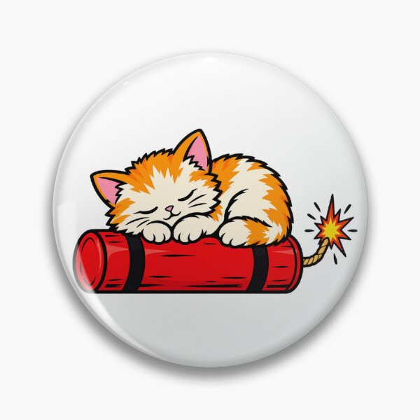 Item preview, Cute Kitten Sleeping on Dynamite - Deadly But Cute Cat Sticker designed and sold by VYBEHAUS.