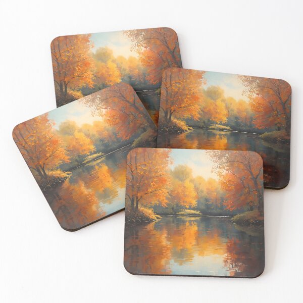 Item preview, Autumn Forest Lake Reflection Art | Scenic Fall Nature Decor designed and sold by Specialdesign10.