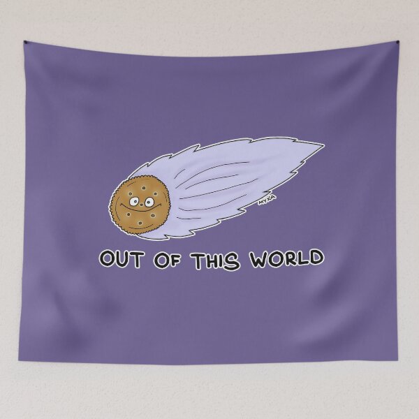 Item preview, Out Of This World Sticker | Funny Cookie Meteor Space Pun Meme designed and sold by MyxaART.