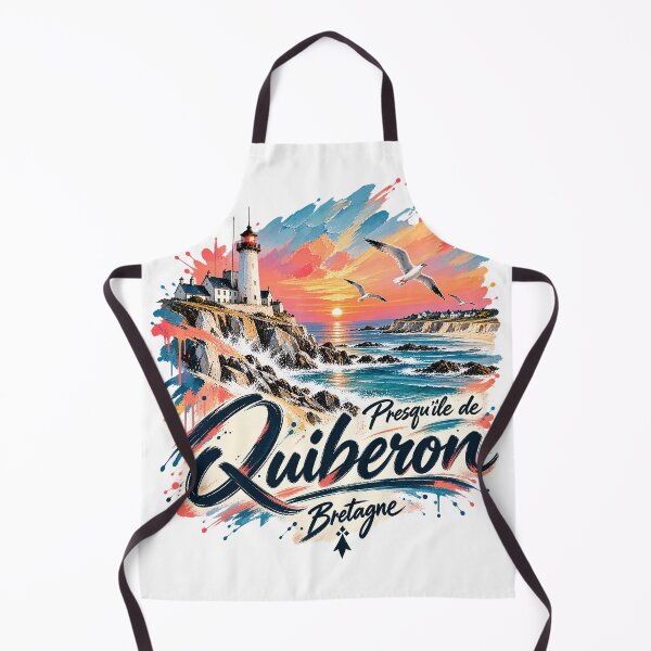 Item preview, Quiberon sign with ocean view illustration on sunset designed and sold by Art of Sun.