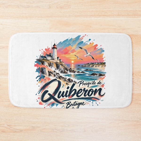 Item preview, Quiberon sign with ocean view illustration on sunset designed and sold by Art of Sun.