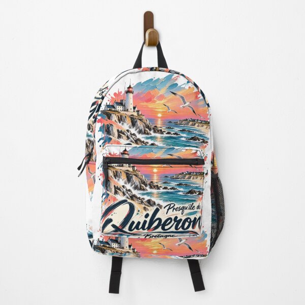 Item preview, Quiberon sign with ocean view illustration on sunset designed and sold by Art of Sun.