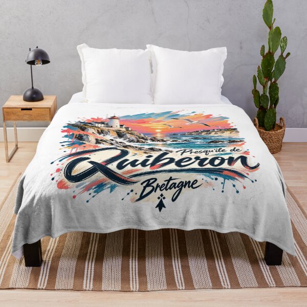 Item preview, Quiberon sign with ocean view illustration on sunset designed and sold by Art of Sun.