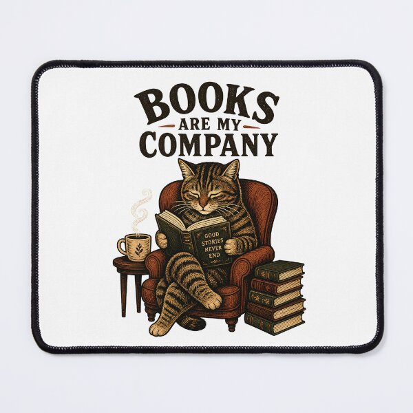 Item preview, Books Are My Company Cat Reading | Cozy Bookworm Cat Lover Sticker | Vintage Illustrated Coffee & Books Art designed and sold by Art JSMY.