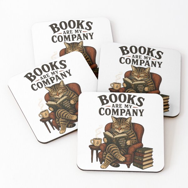 Item preview, Books Are My Company Cat Reading | Cozy Bookworm Cat Lover Sticker | Vintage Illustrated Coffee & Books Art designed and sold by Art JSMY.