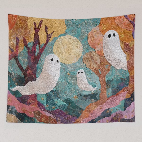 Item preview, Ghost Family Under Full Moon Textile Art designed and sold by NatureSight.