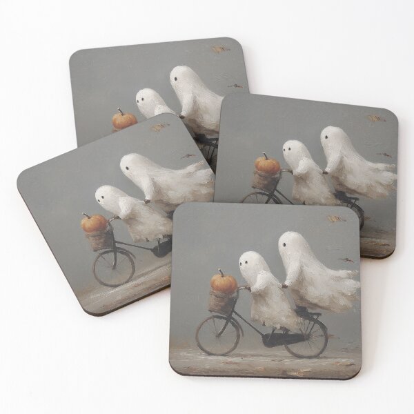 Item preview, Ghosts Riding Bicycle Halloween Painting designed and sold by NatureSight.