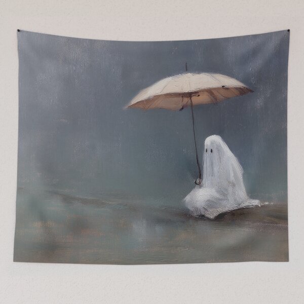 Item preview, Ghost Sitting in the Rain with Umbrella Painting designed and sold by NatureSight.