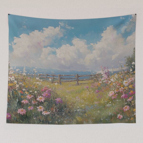 Item preview, Wildflower Meadow Coastal Landscape Oil Painting designed and sold by NatureSight.