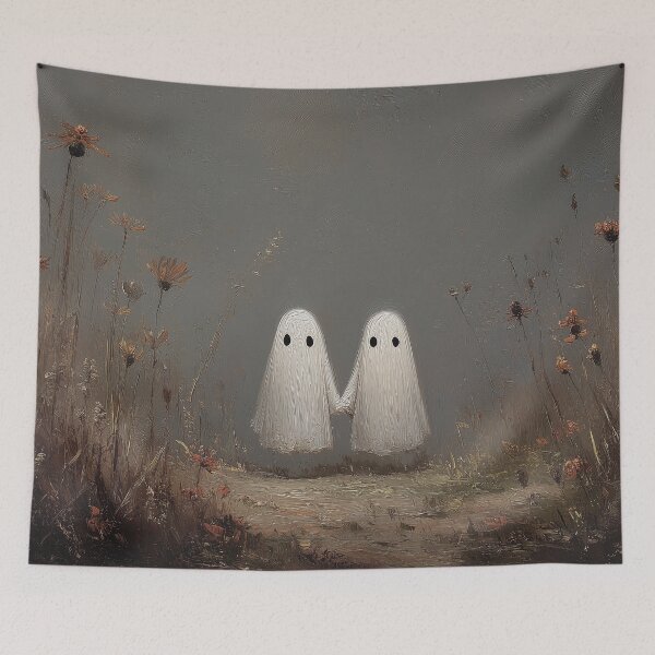 Item preview, Two Ghosts Holding Hands in Wildflower Field Painting designed and sold by NatureSight.