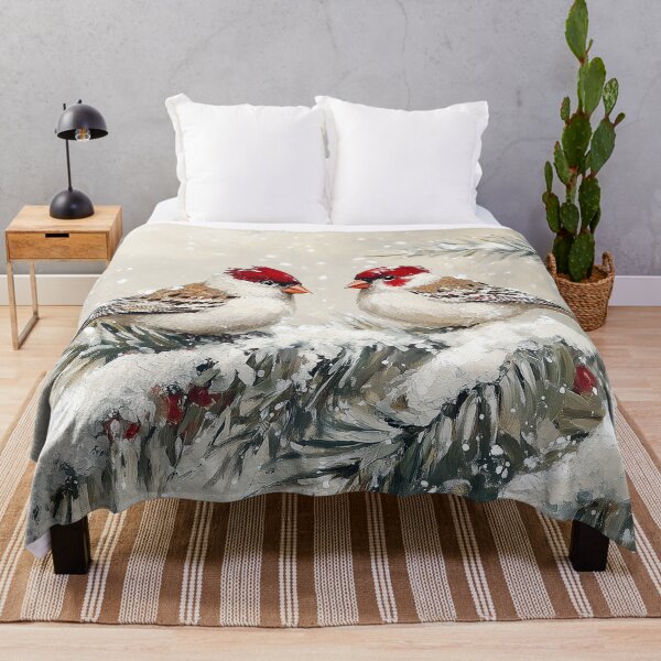 Item preview, Red Cardinal Birds Winter Snow Painting designed and sold by NatureSight.