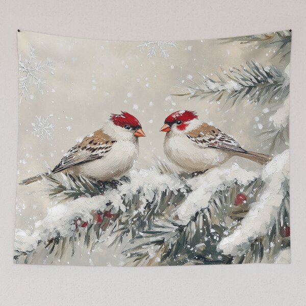 Item preview, Red Cardinal Birds Winter Snow Painting designed and sold by NatureSight.