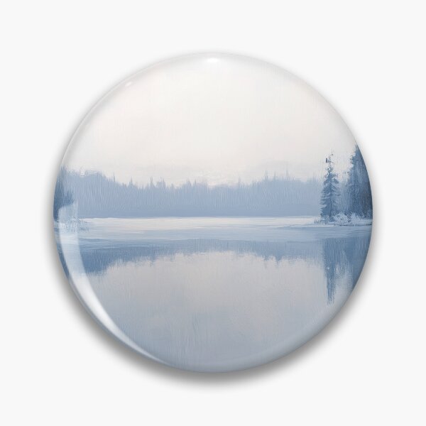 Item preview, Frozen Lake Winter Forest Oil Painting designed and sold by NatureSight.