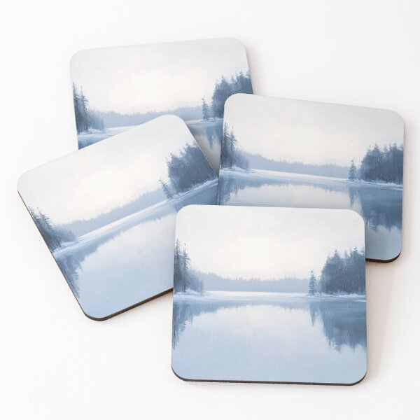 Item preview, Frozen Lake Winter Forest Oil Painting designed and sold by NatureSight.