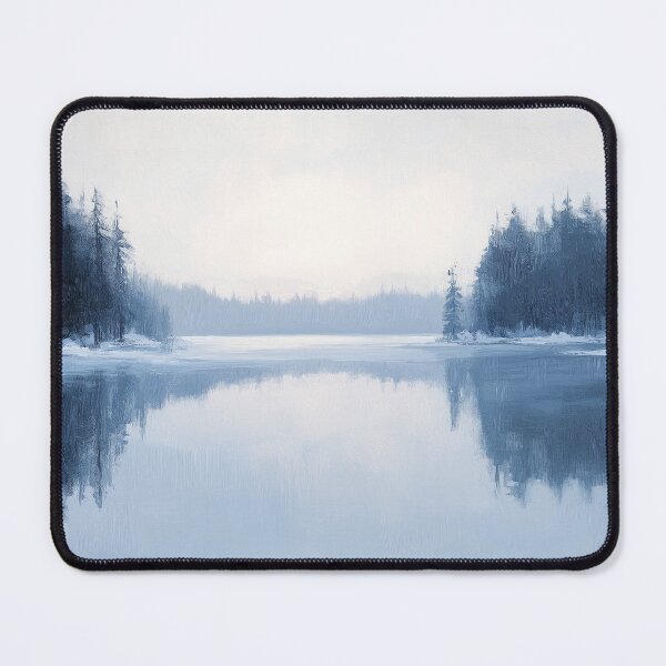 Item preview, Frozen Lake Winter Forest Oil Painting designed and sold by NatureSight.