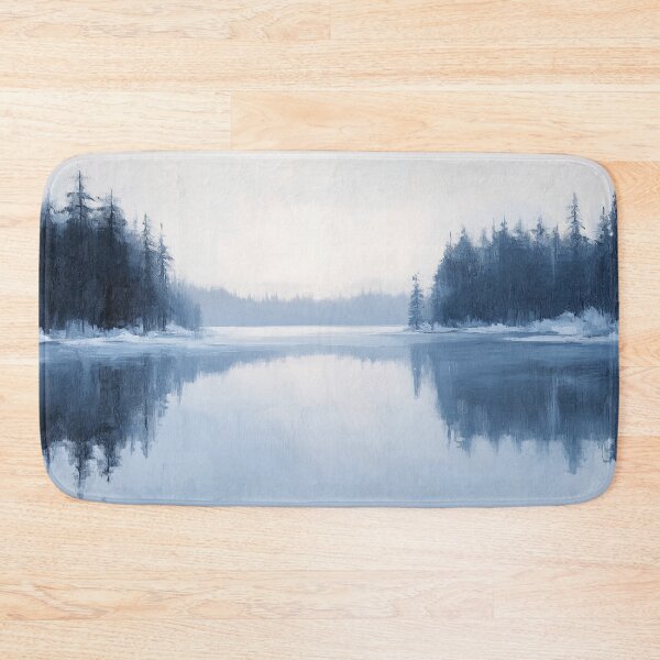 Item preview, Frozen Lake Winter Forest Oil Painting designed and sold by NatureSight.