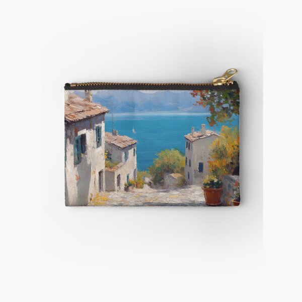 Item preview, Mediterranean Coastal Village Oil Painting Print designed and sold by NatureSight.
