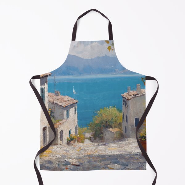Item preview, Mediterranean Coastal Village Oil Painting Print designed and sold by NatureSight.