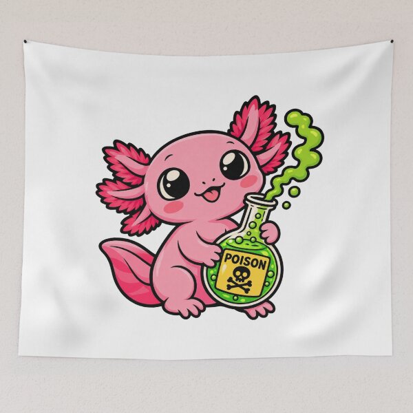 Item preview, Cute Axolotl Holding Poison Bottle - Deadly But Cute Kawaii Graphic designed and sold by VYBEHAUS.