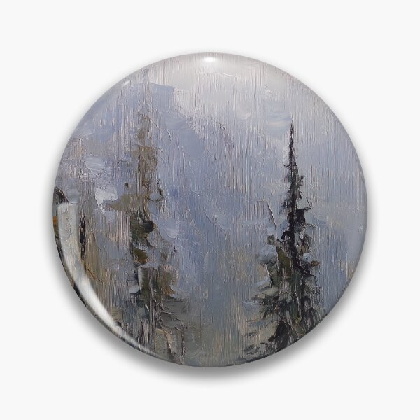 Item preview, Foggy Pine Forest Mountain Oil Painting designed and sold by NatureSight.