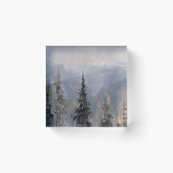 Item preview, Foggy Pine Forest Mountain Oil Painting designed and sold by NatureSight.