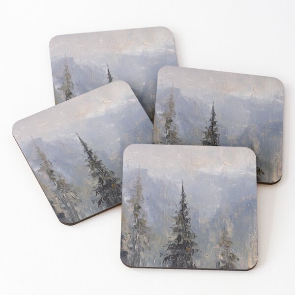 Item preview, Foggy Pine Forest Mountain Oil Painting designed and sold by NatureSight.