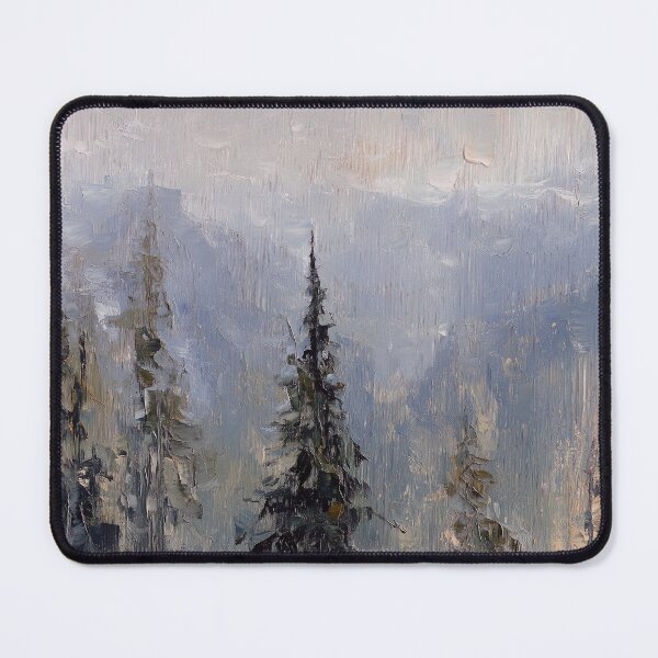 Item preview, Foggy Pine Forest Mountain Oil Painting designed and sold by NatureSight.