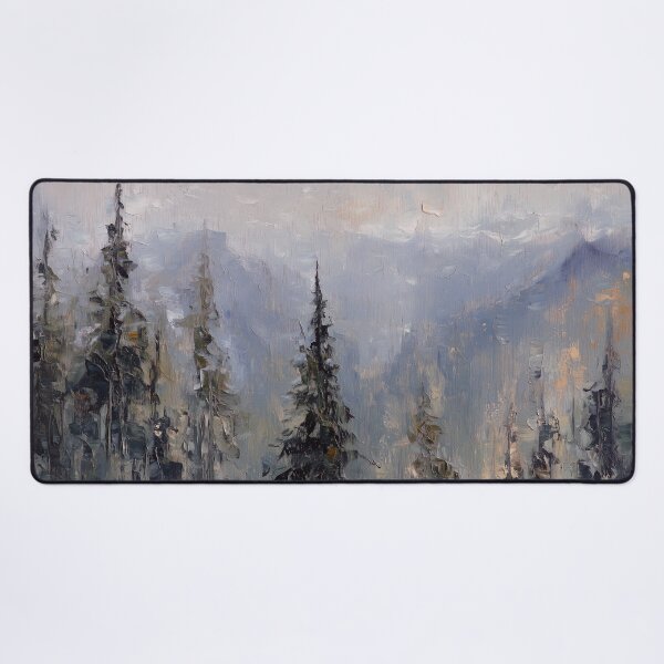 Item preview, Foggy Pine Forest Mountain Oil Painting designed and sold by NatureSight.