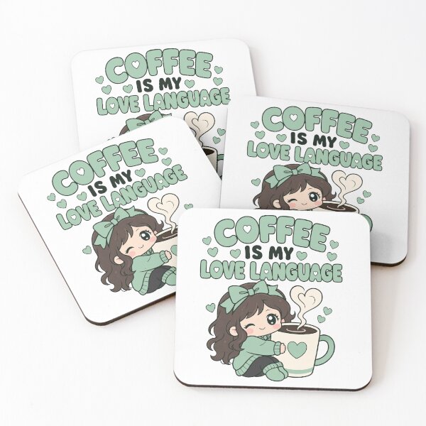 Item preview, Coffee Is My Love Language Cute Kawaii Design girl designed and sold by Art JSMY.