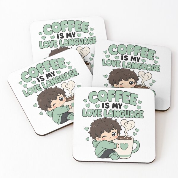 Item preview, Coffee Is My Love Language Cute Kawaii Design boy designed and sold by Art JSMY.