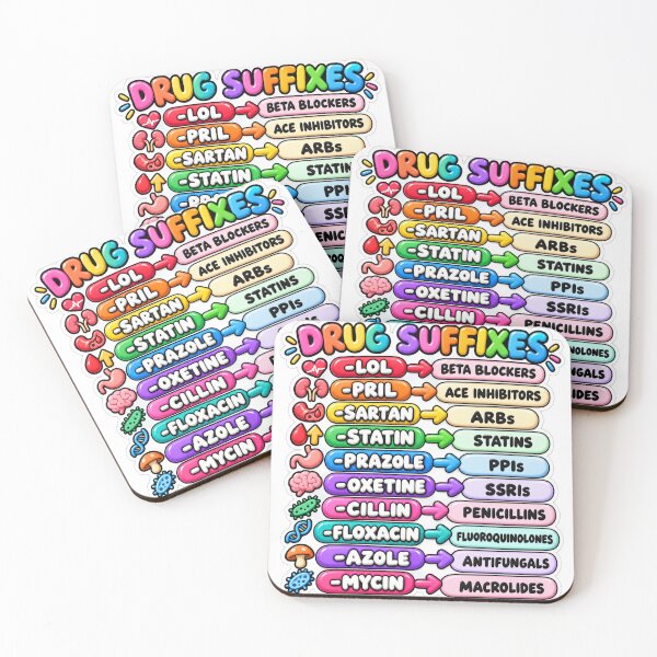 Item preview, Drug Suffixes Pharmacology Nursing Student Sticker 3D designed and sold by isokinetic.