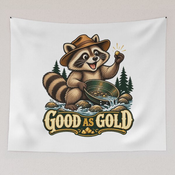Item preview, Good as Gold - Raccoon Gold Prospector designed and sold by Good Mood Foundry.