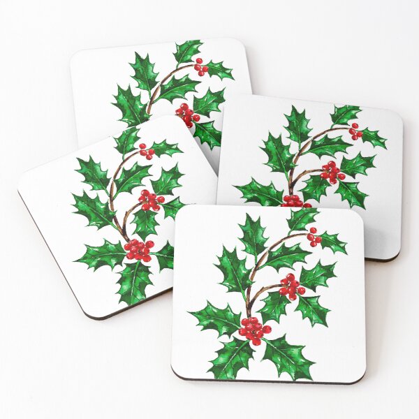 Item preview, Watercolor Holly Berry Branch - Elegant Christmas Holiday Tee designed and sold by KERK Art and Design.