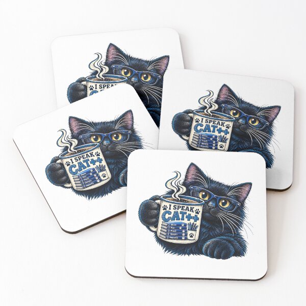 Item preview, Black Cat Programmer – I Speak CAT++ Coding Coffee Cat designed and sold by BigfeetLittlepaws.