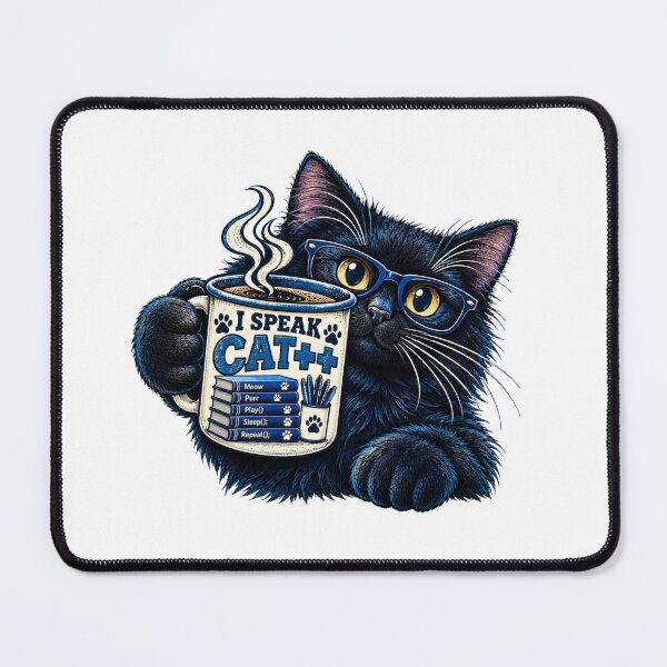 Item preview, Black Cat Programmer – I Speak CAT++ Coding Coffee Cat designed and sold by BigfeetLittlepaws.