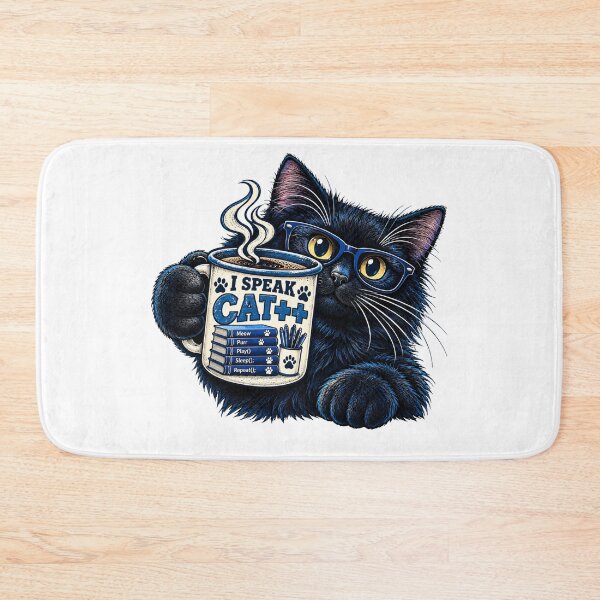 Item preview, Black Cat Programmer – I Speak CAT++ Coding Coffee Cat designed and sold by BigfeetLittlepaws.