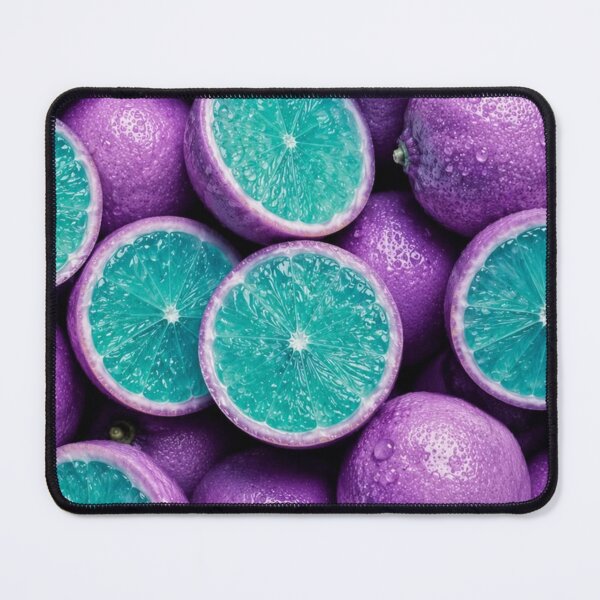 Item preview, Purple Citrus Fruit Pattern Teal Slices – Surreal Fantasy Fruit Print designed and sold by EatPrayLive.