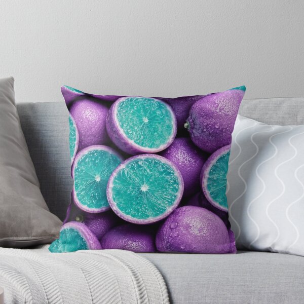 Item preview, Purple Citrus Fruit Pattern Teal Slices – Surreal Fantasy Fruit Print designed and sold by EatPrayLive.