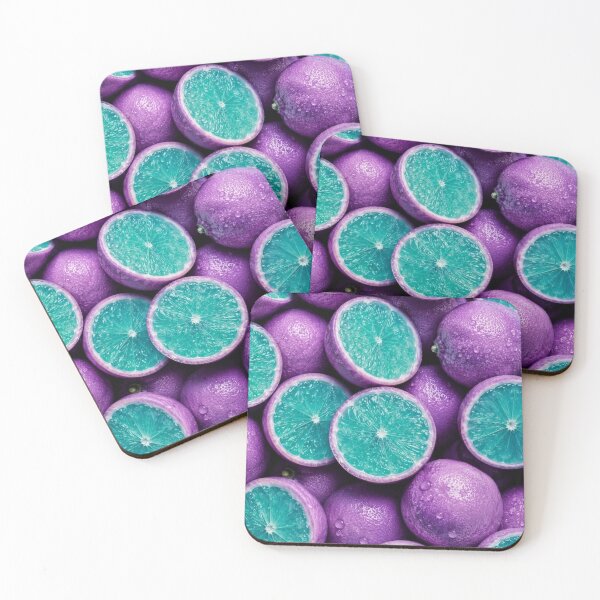 Item preview, Purple Citrus Fruit Pattern Teal Slices – Surreal Fantasy Fruit Print designed and sold by EatPrayLive.
