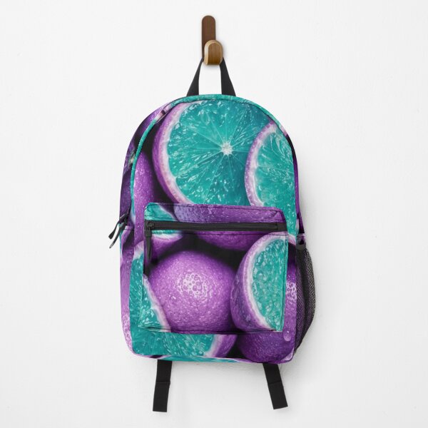 Item preview, Purple Citrus Fruit Pattern Teal Slices – Surreal Fantasy Fruit Print designed and sold by EatPrayLive.