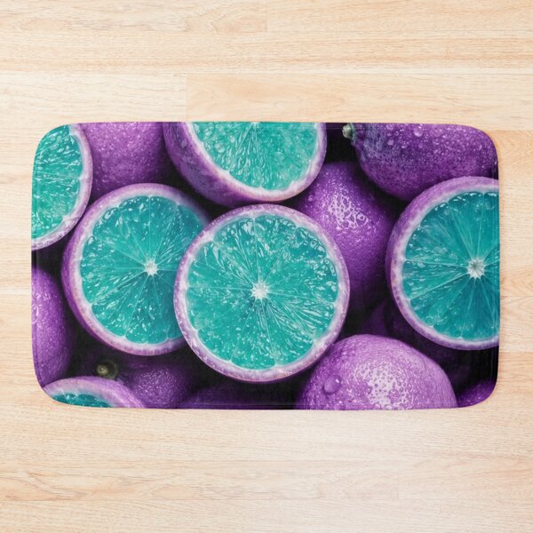 Item preview, Purple Citrus Fruit Pattern Teal Slices – Surreal Fantasy Fruit Print designed and sold by EatPrayLive.